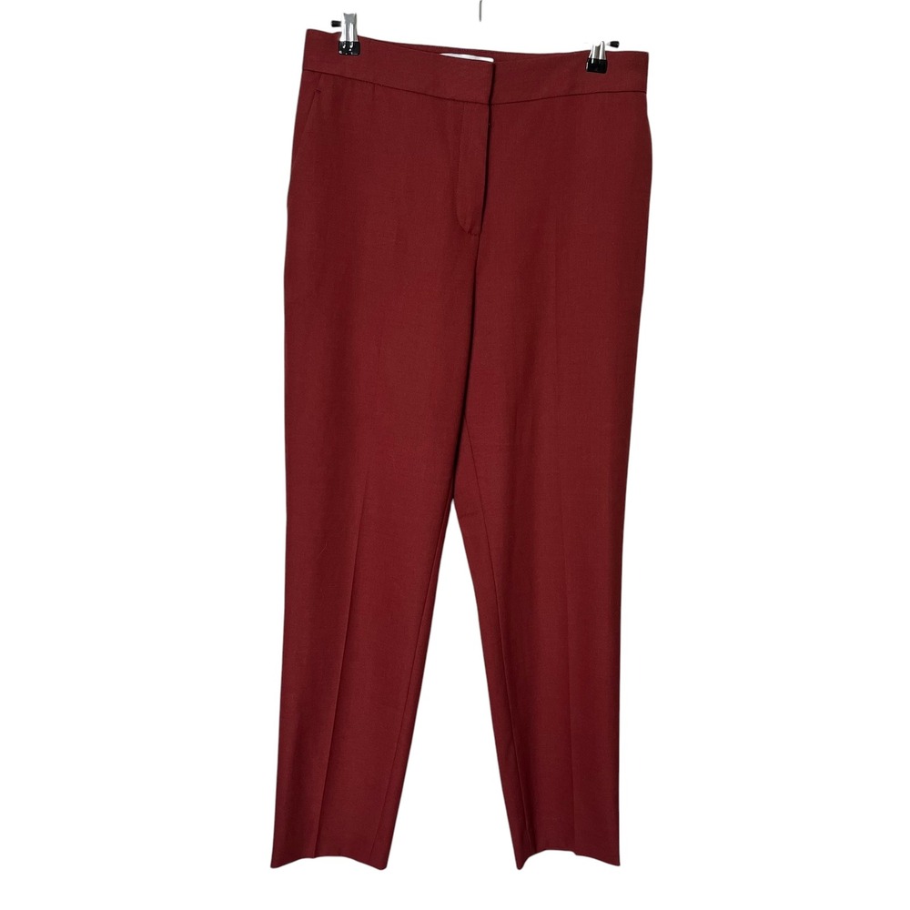 Reiss Eleanor Trousers Women's Size 6 Red Wool Blend Tapered Office Pants Career - Picture 2 of 12